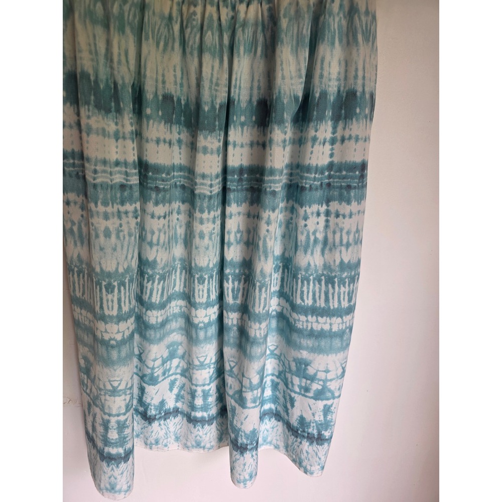 Suzanne Betro Blue White Tie Dye Smocked Puff Sleeve Midi Dress Small Pockets - Picture 3 of 7